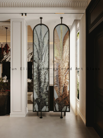 The Glazed Realm Art glass partition screen