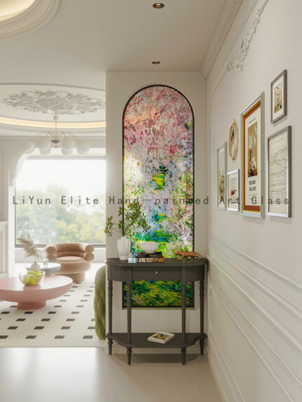 Monet's Garden Art glass partition screen